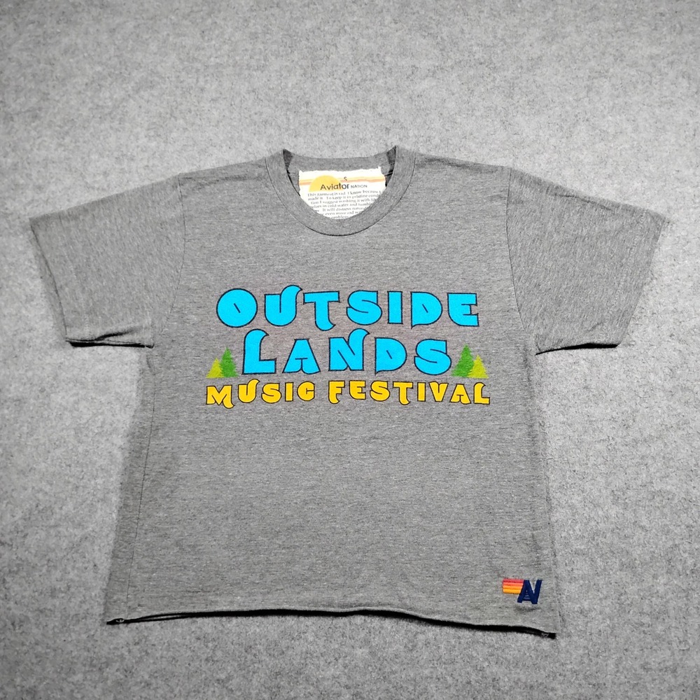 Aviator Nation Outside Lands Music Festival Tee Shirt Unisex S Gray Short Sleeve